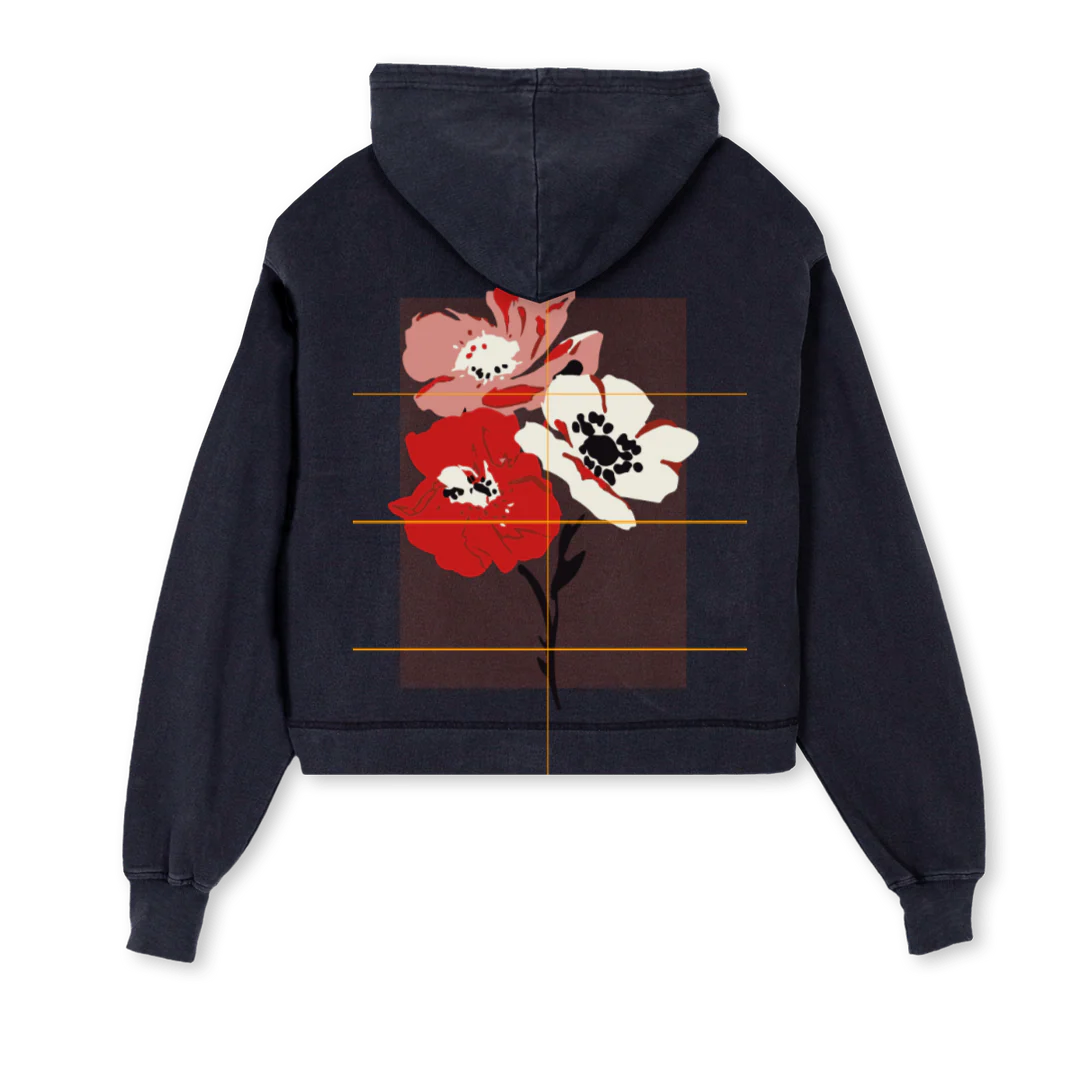 ROSEFLOWERS Vintage Black Cropped Hoodie. - Image 2