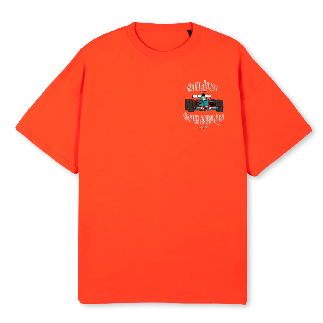 ROTTENAIRE RACE TEAM Hot Orange Oversized Tee.