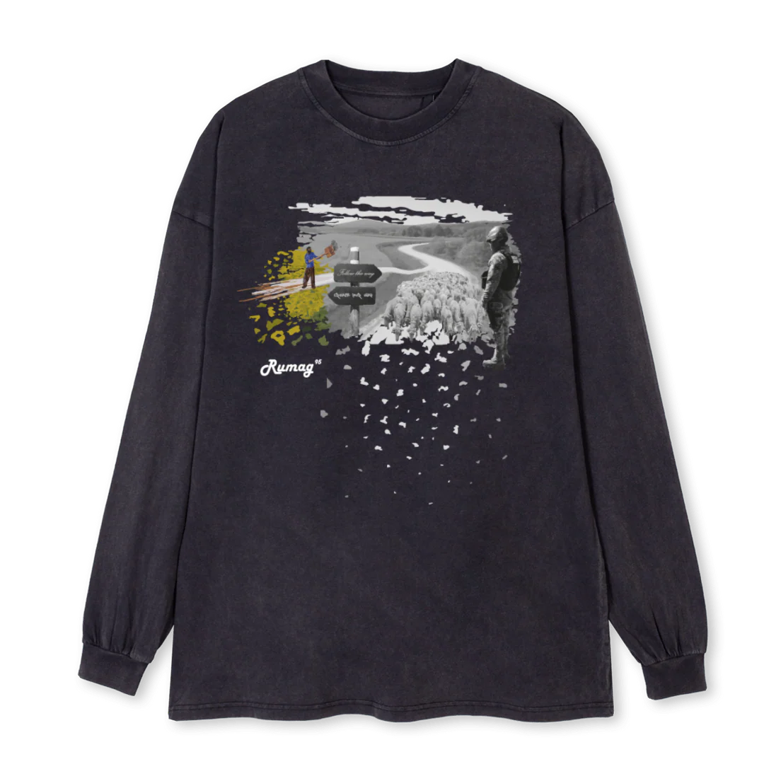 RUMAG Vintage Black Oversized LS Tee.