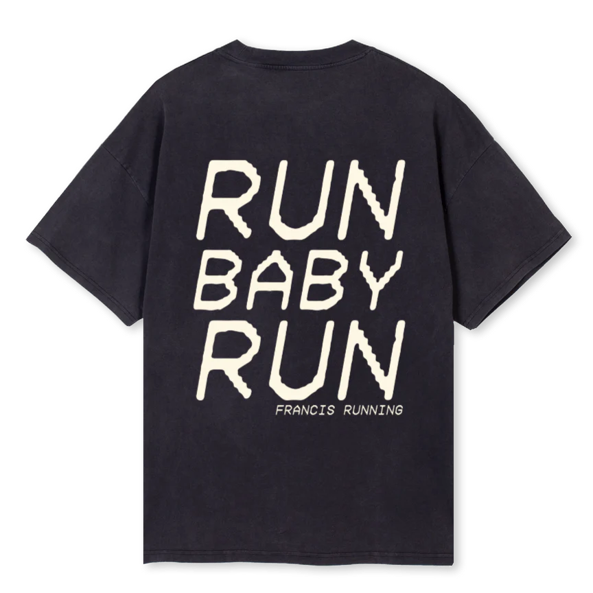 RUNBABYRUNMAN Vintage Black Oversized Tee. - Image 2