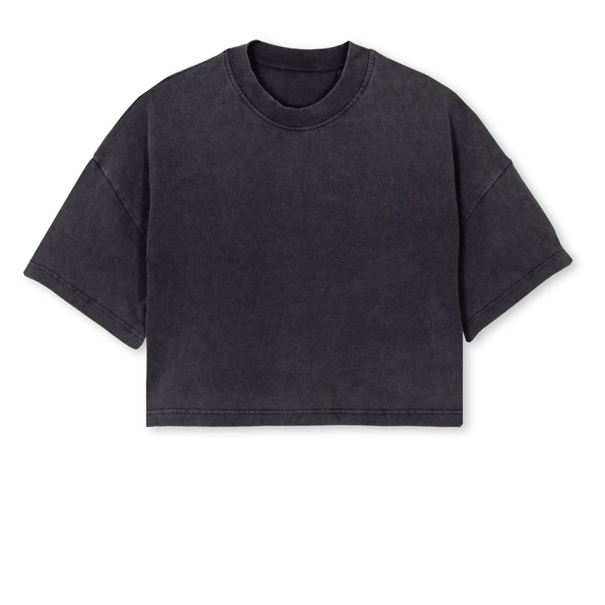 RUNBABYRUNWMNS Vintage Black Cropped Oversized Tee.