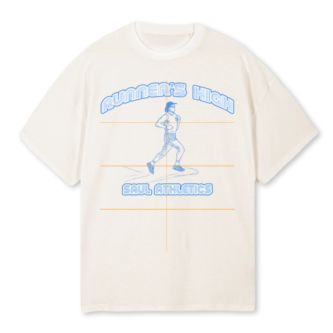 RUNNERS HIGH B Vintage White Oversized Tee.