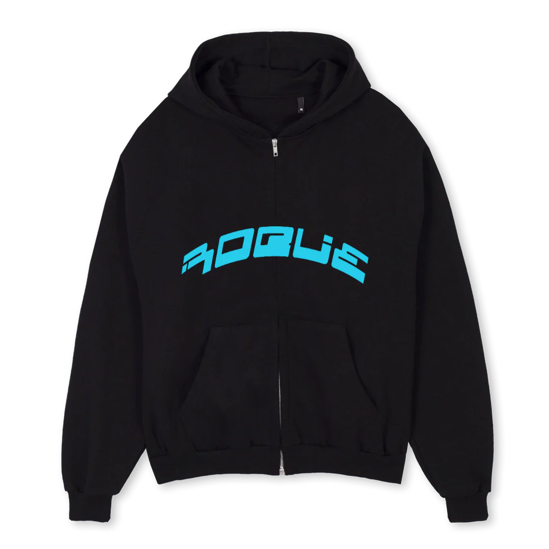 RZI Black Oversized Zipped Hoodie.