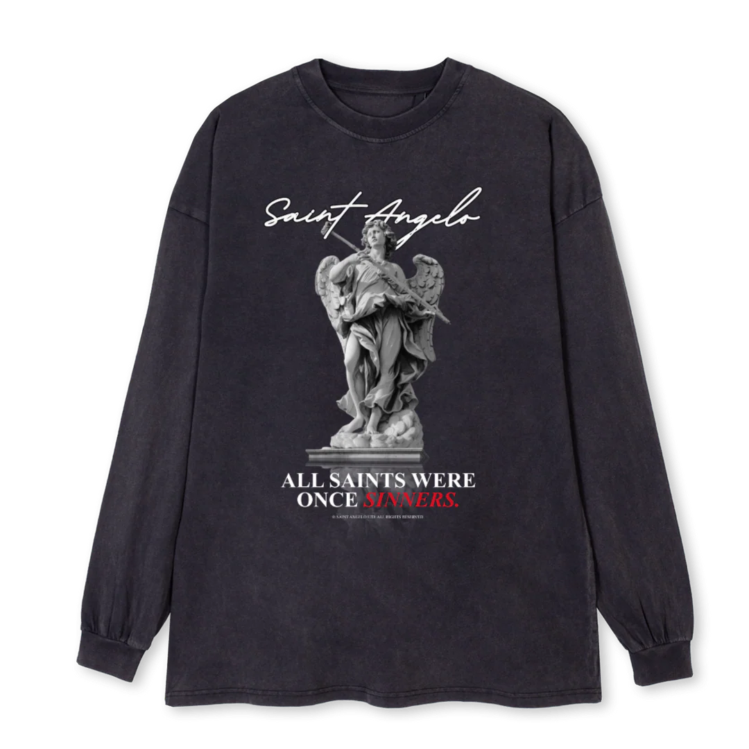 SA LONG SLEEVE STATU Vintage Black Oversized LS Tee.