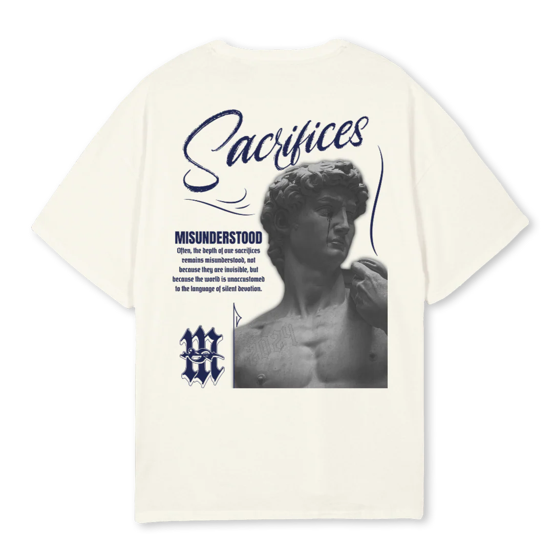 SACRIFICES Cream Oversized Tee. - Image 2