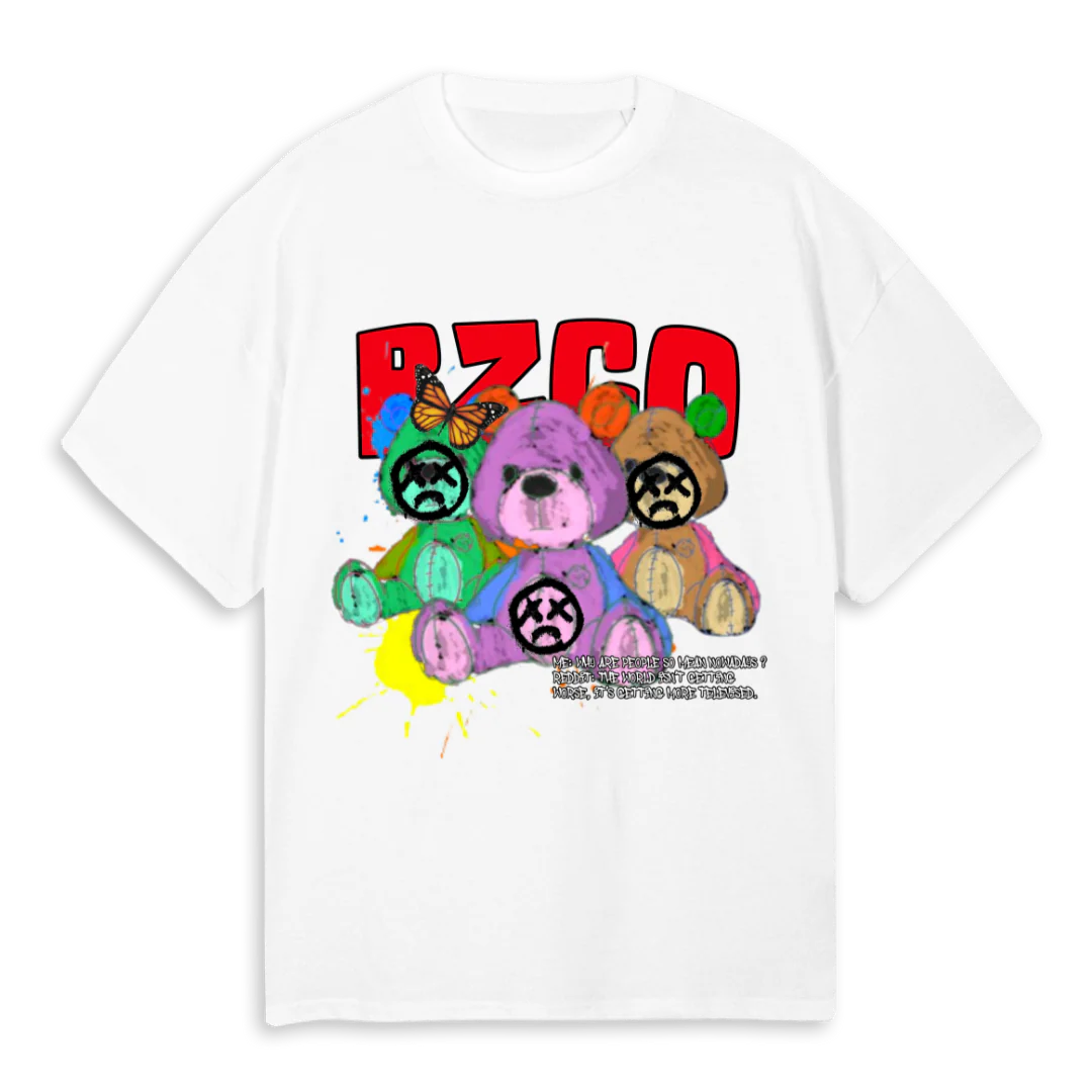 SADBEARSAD White Oversized Tee.