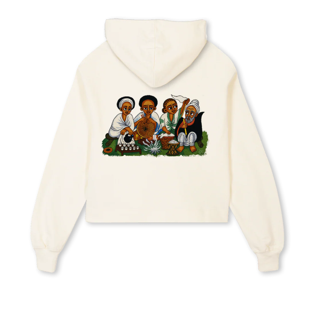 ŠAHID JABENA CURLY Cream Cropped Hoodie. - Image 2
