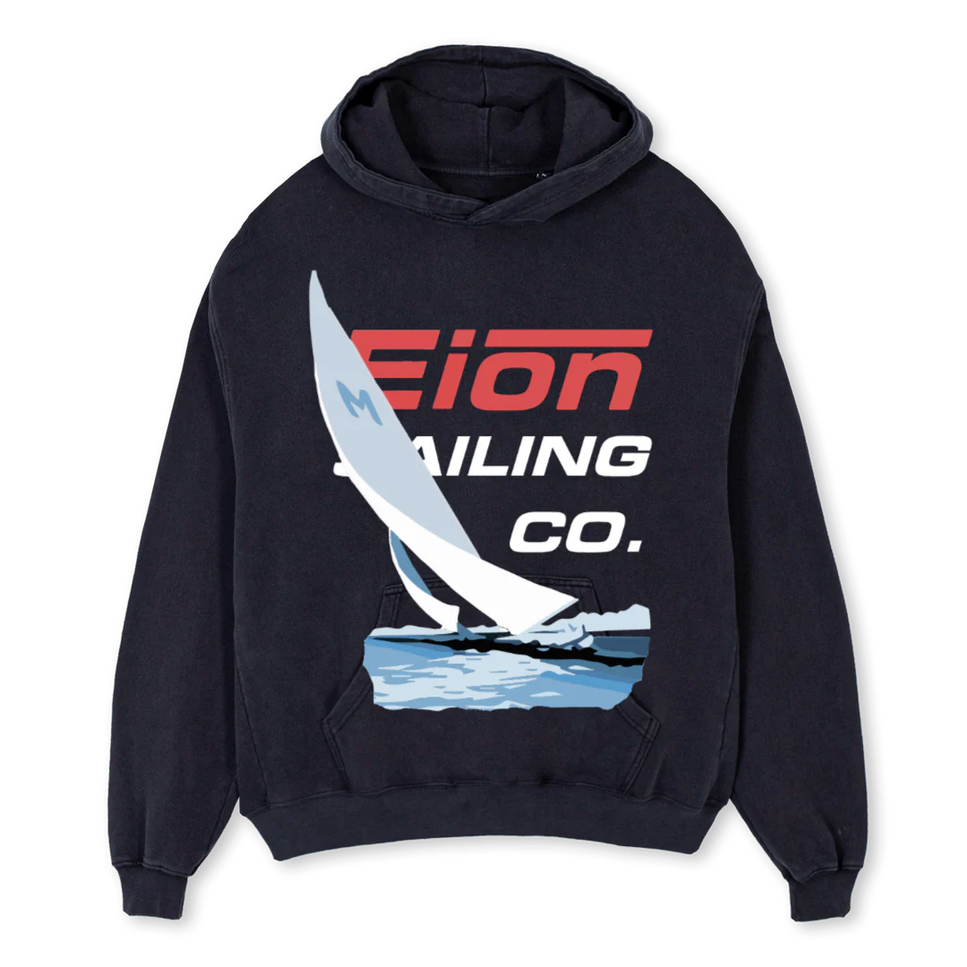 SAILHOODIE Vintage Black Oversized Hoodie.