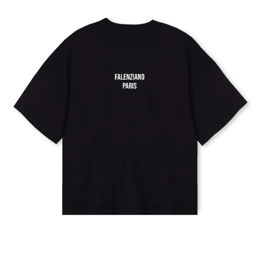 SAINT MARY Black Oversized Boxy Tee.