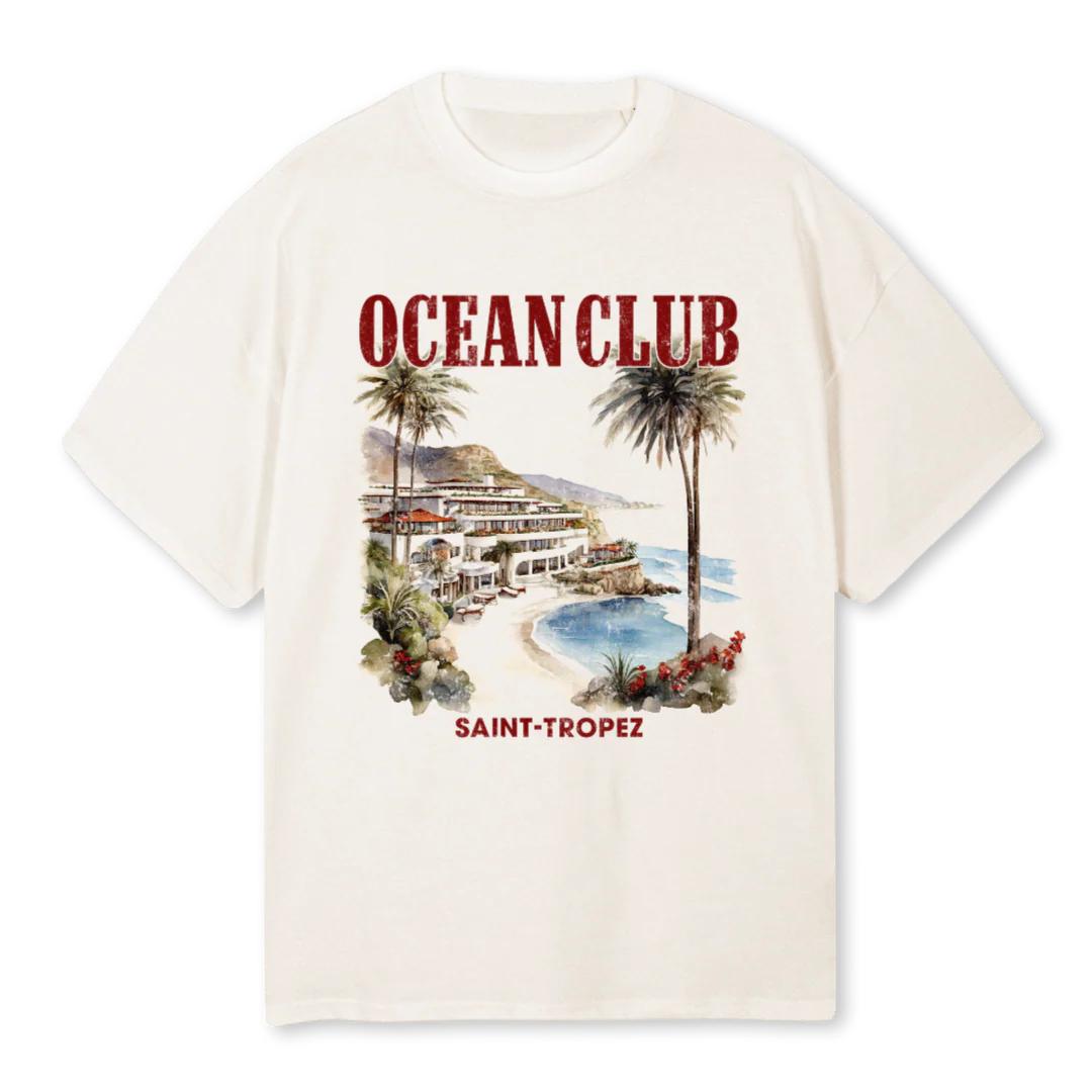 SAINTTROPEZ Vintage White Oversized Tee.