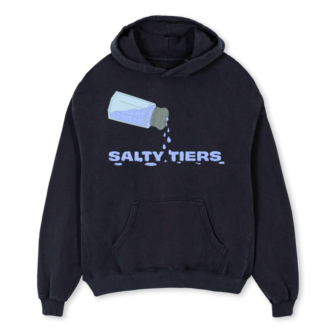 SALTY TIERS B Vintage Black Oversized Hoodie.