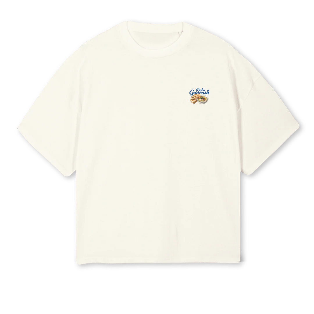 SAMPLEBABAGANOUSH Cream Oversized Boxy Tee.