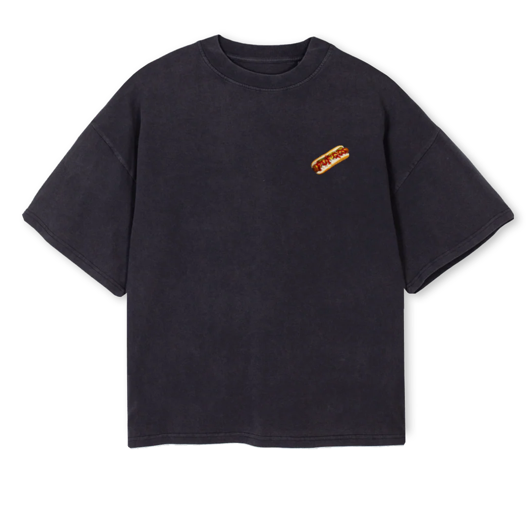 SAMPLEHOTDAWG Vintage Black Oversized Boxy Tee.