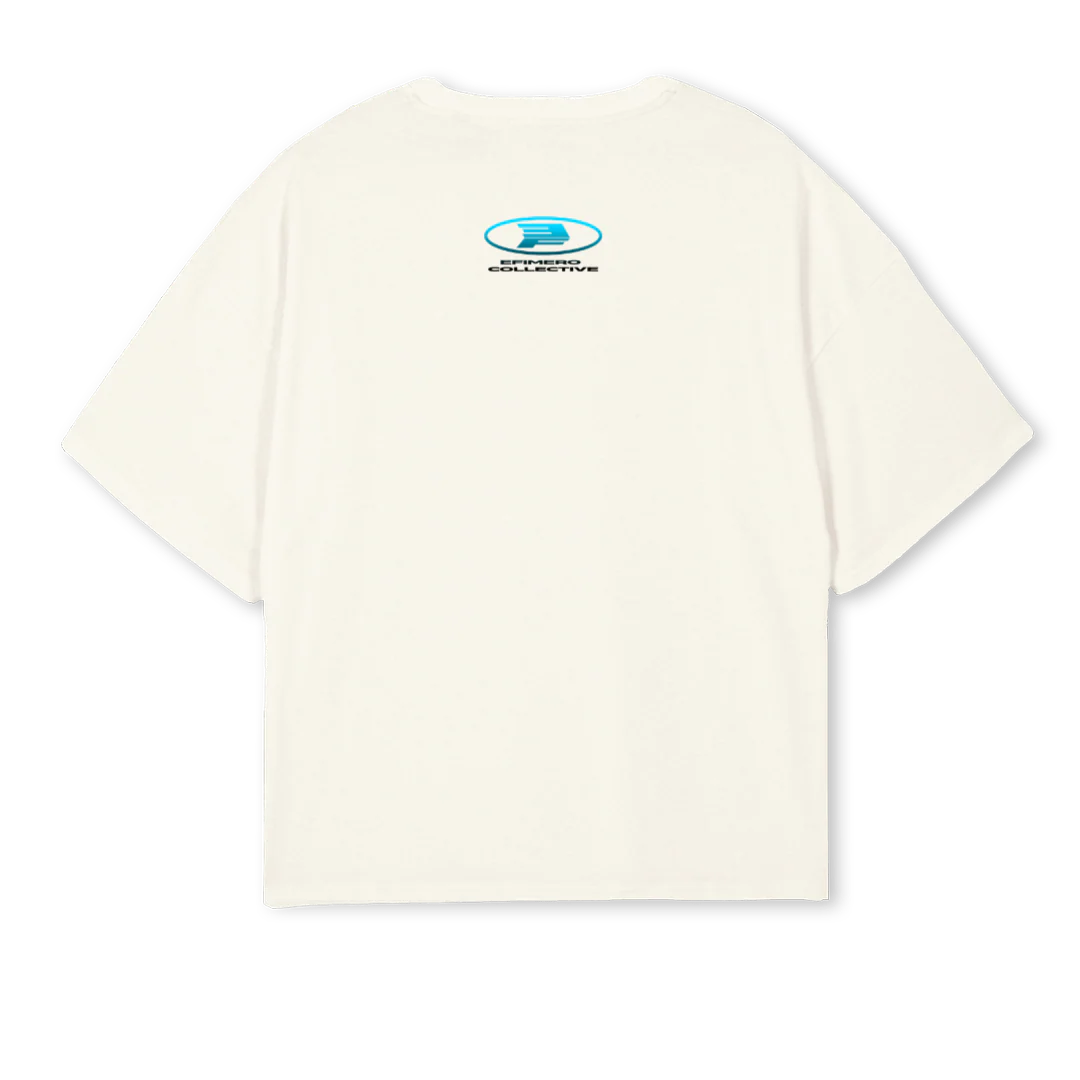 SAMPLERUNBLUE Cream Oversized Boxy Tee. - Image 2