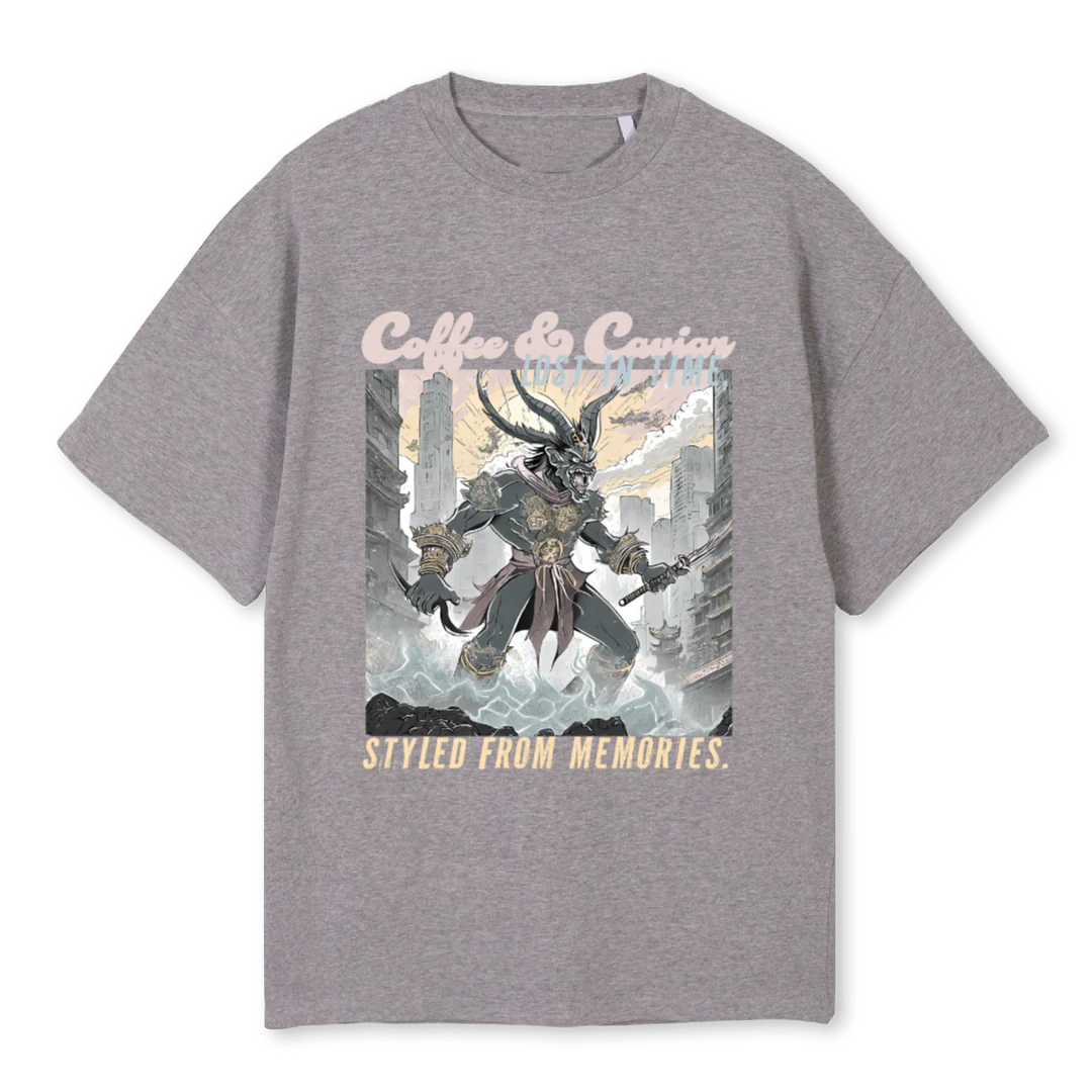 SAMURAIONE Grey Marl Oversized Tee.