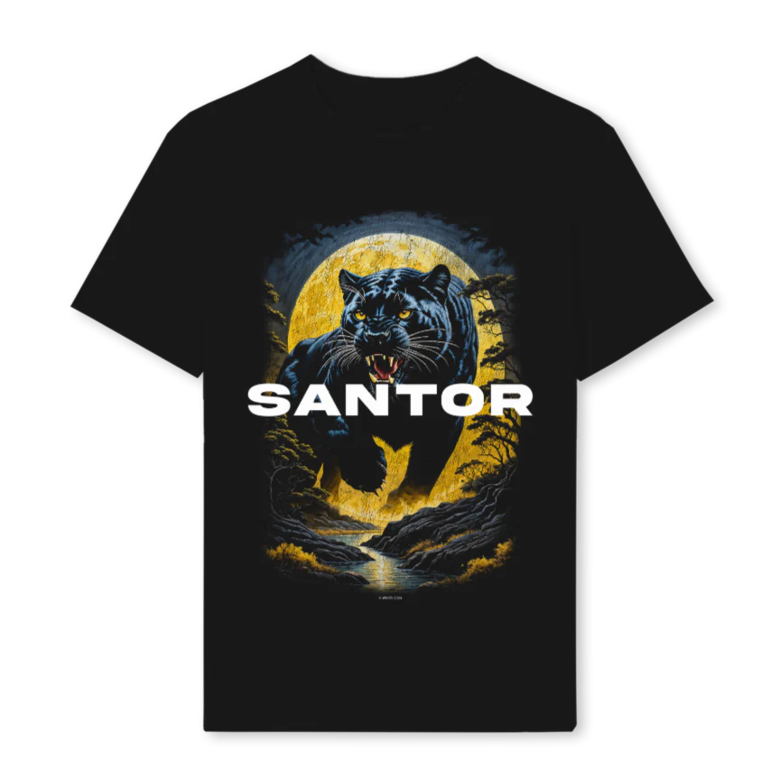 SANTOR Black Regular Tee.