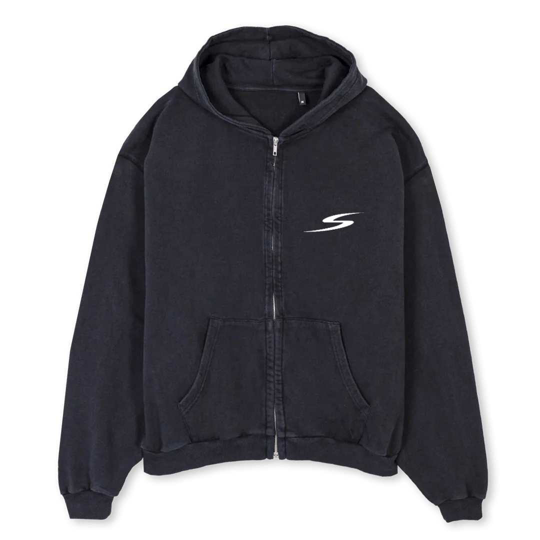 SAPE MALTESE Vintage Black Oversized Zipped Hoodie.
