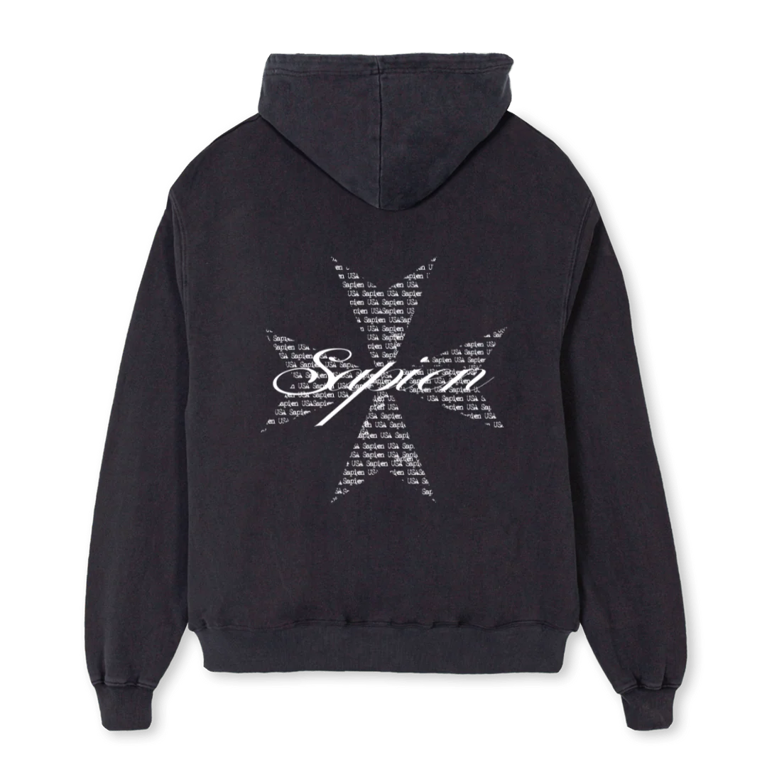 SAPE MALTESE Vintage Black Oversized Zipped Hoodie. - Image 2