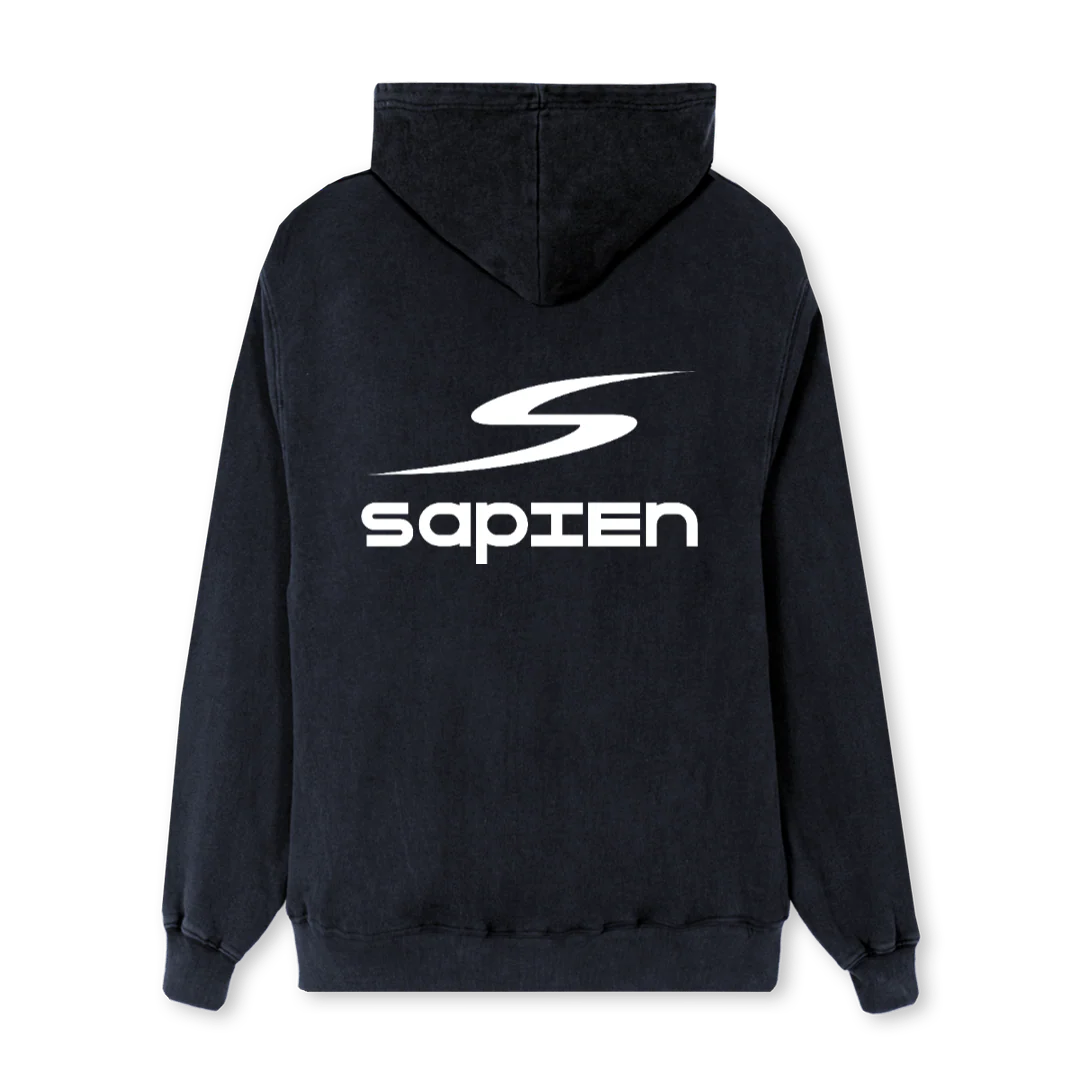 SAPIENLOGOZIP Vintage Black Regular Zipped Hoodie. - Image 2