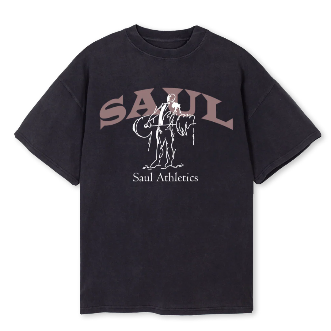 SAUL ATH BROWN VGREY Vintage Black Oversized Tee.
