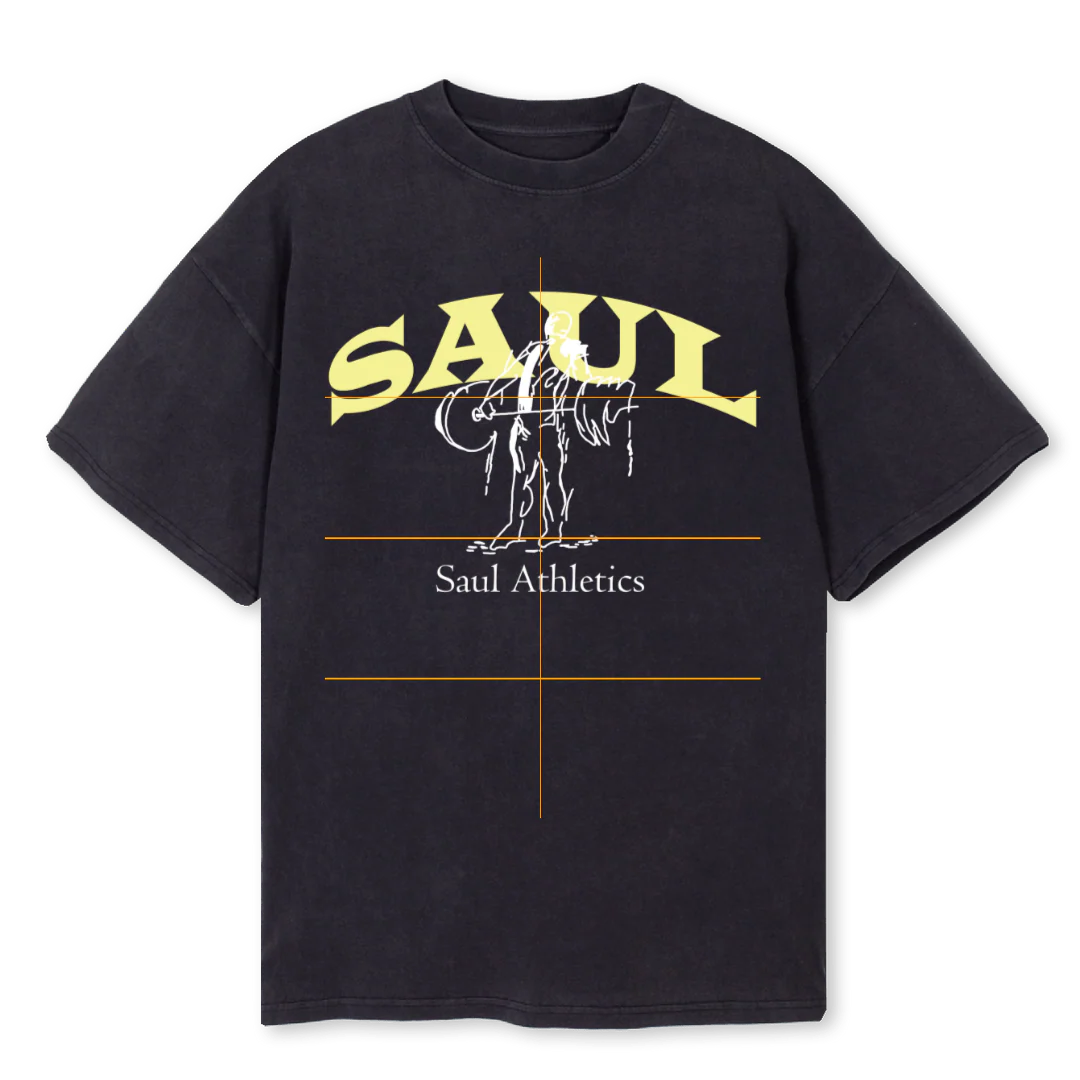 SAUL ATH YELLOW VGRE Vintage Black Oversized Tee.