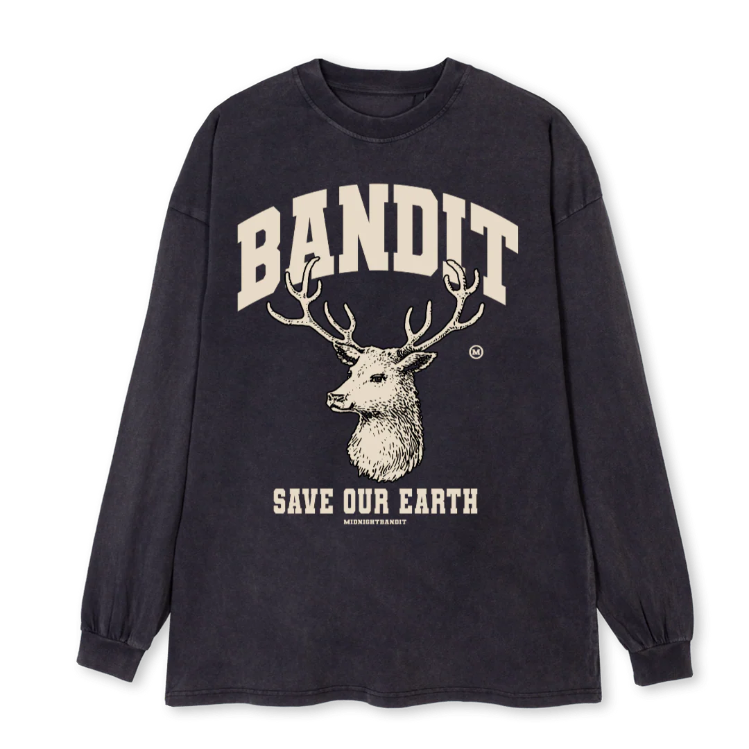SAVE OUR EARTH LS Vintage Black Oversized LS Tee.
