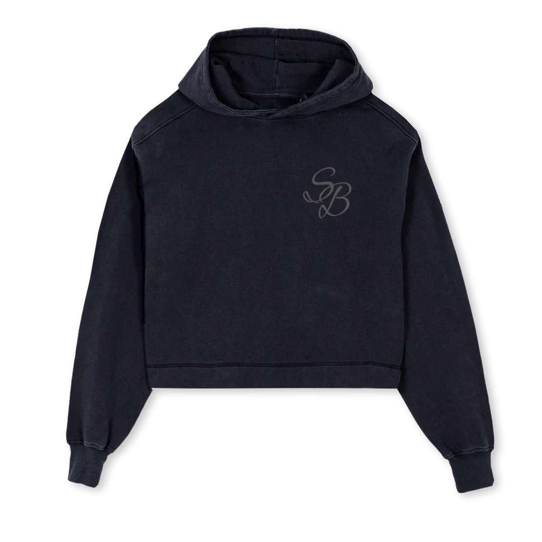 SB2 Vintage Black Cropped Hoodie.