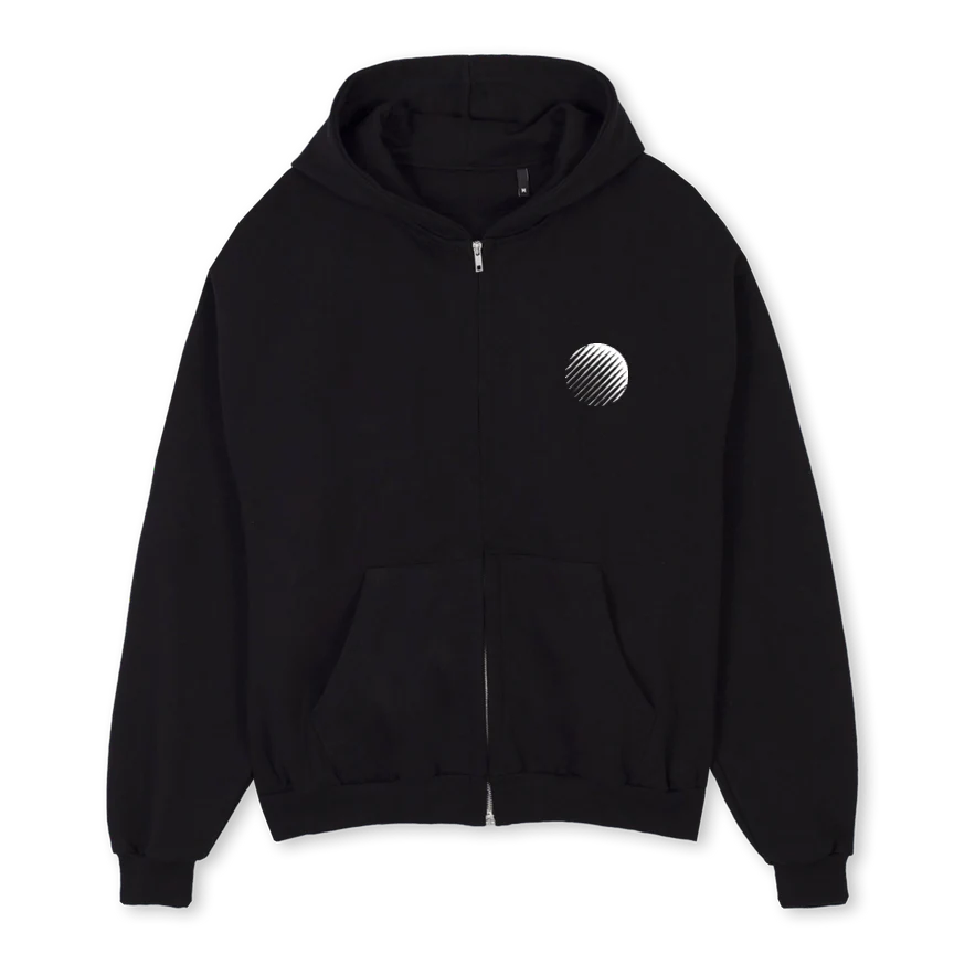 SC Black Oversized Zipped Hoodie.
