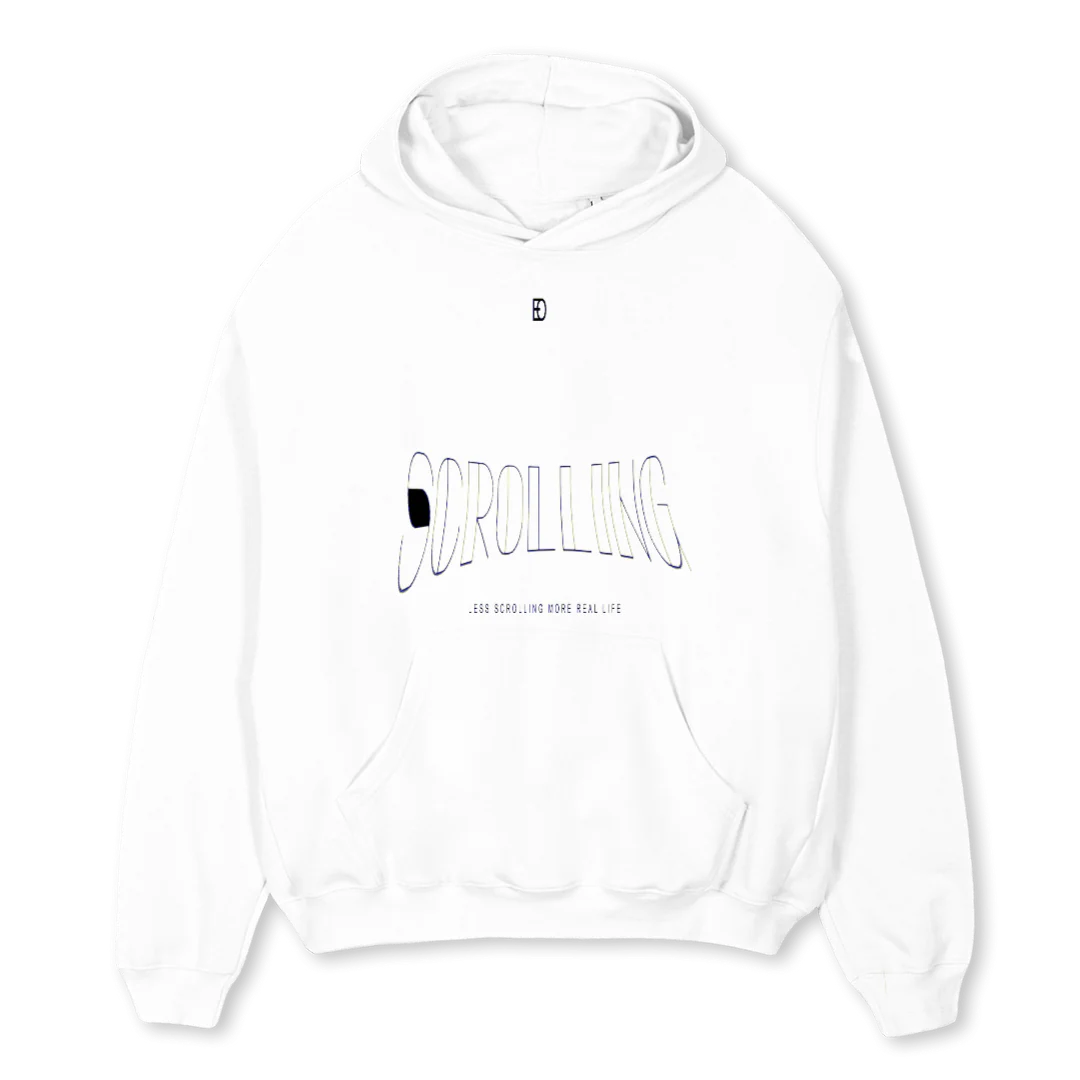 SCRE White Oversized Hoodie.