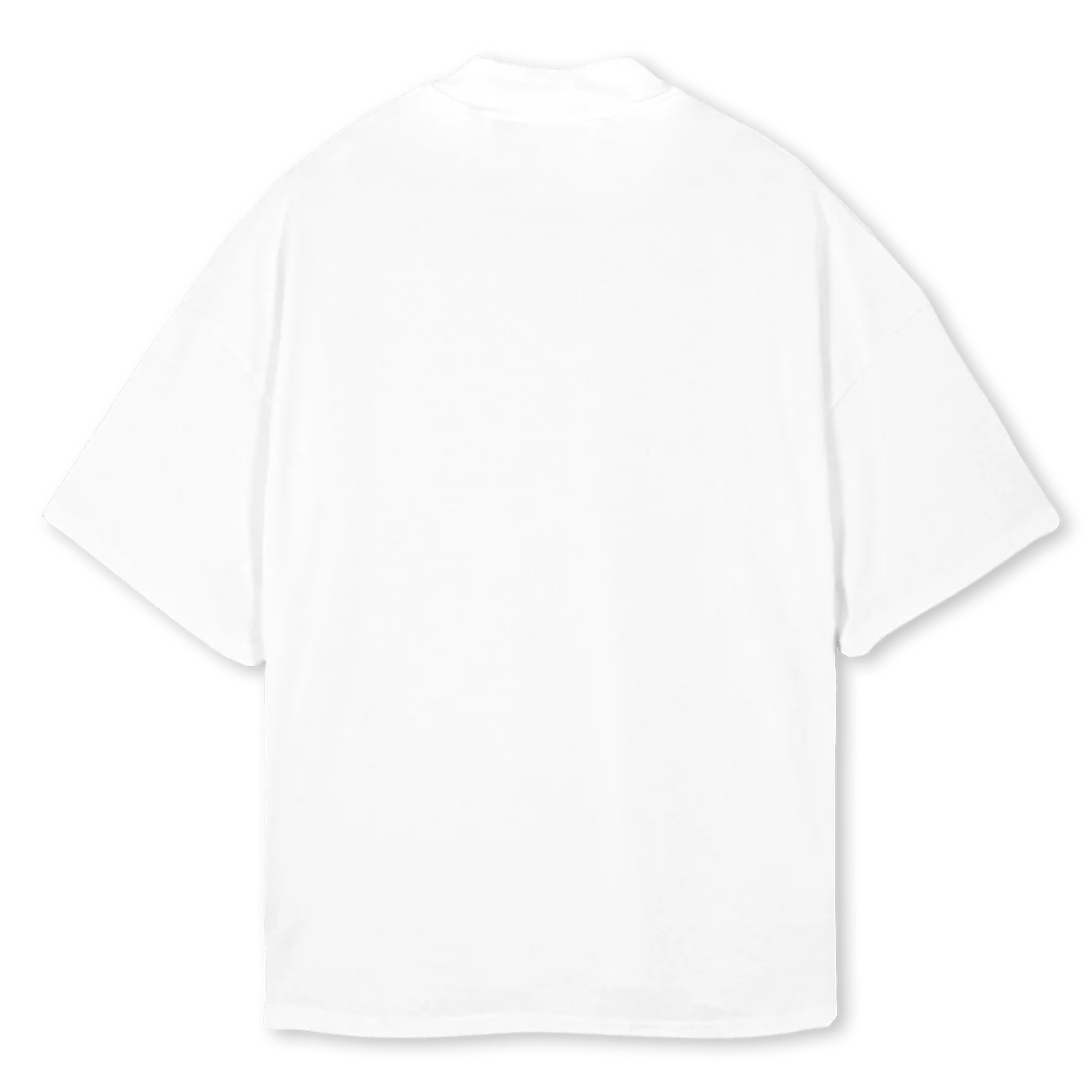 SCRE White Oversized Mock Neck Tee. - Image 2