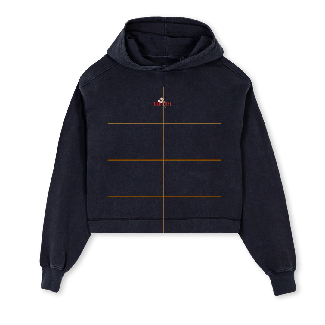 SECONDROSEFLOWERS Vintage Black Cropped Hoodie.