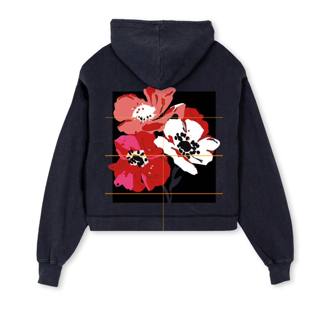 SECONDROSEFLOWERS Vintage Black Cropped Hoodie. - Image 2