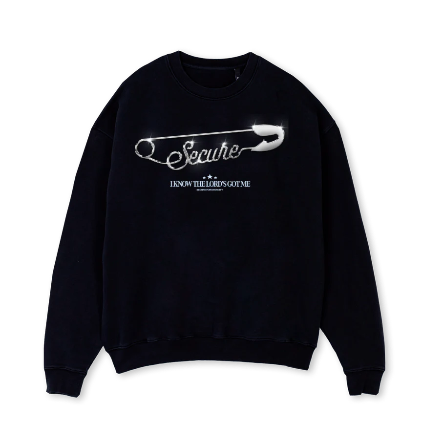 SECURECREW_1 Black Oversized Crewneck Sweater.
