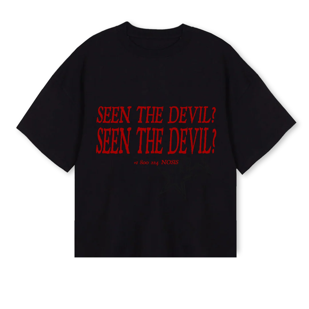 SEENTHEDEVILTEE Black Oversized Boxy Tee.