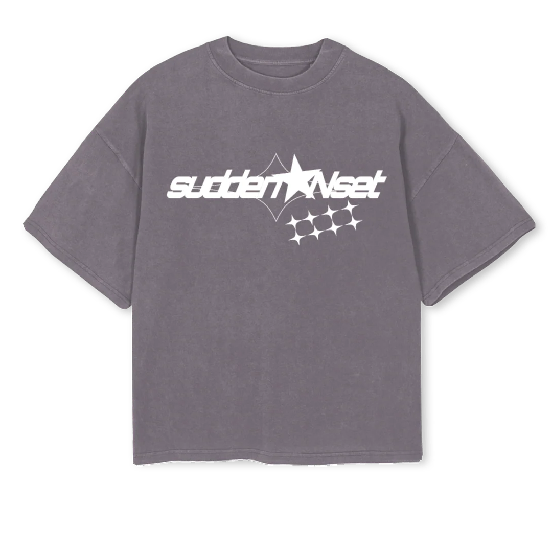 SEGUNDOD Pigment Grey Oversized Boxy Tee.