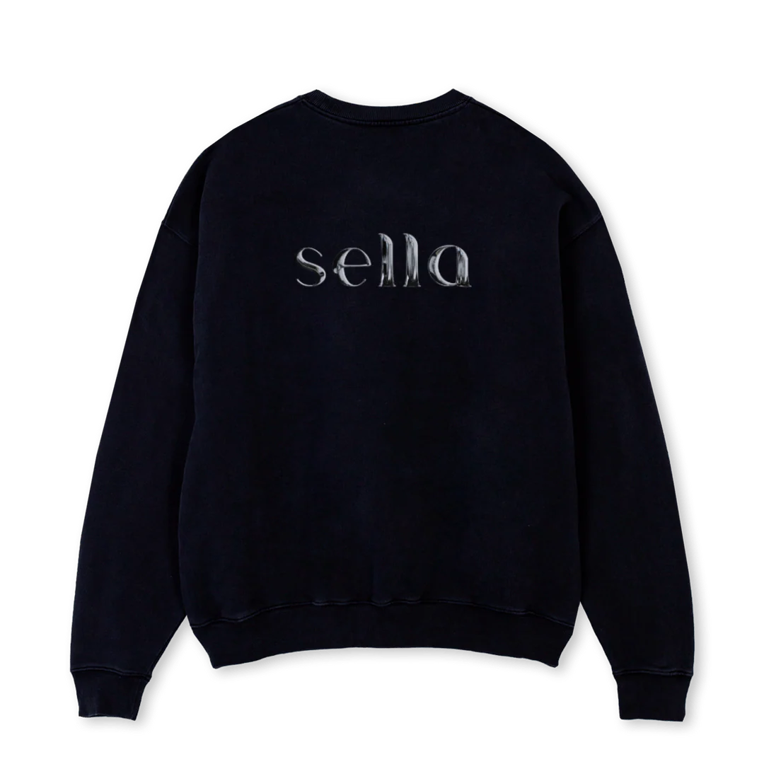 SELLACHROMEB Black Oversized Crewneck Sweater. - Image 2
