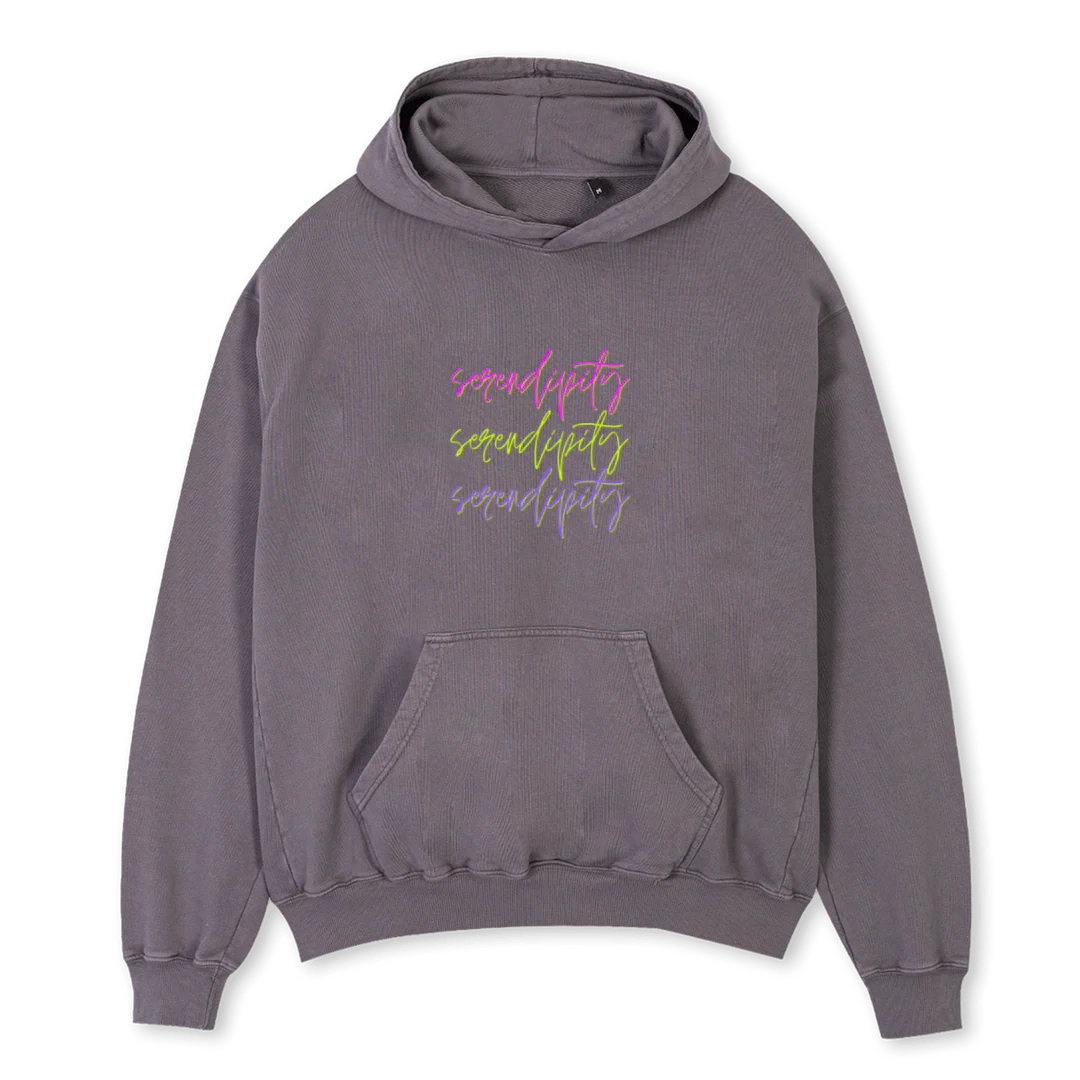 SERENDIPITY Pigment Grey Oversized Hoodie.