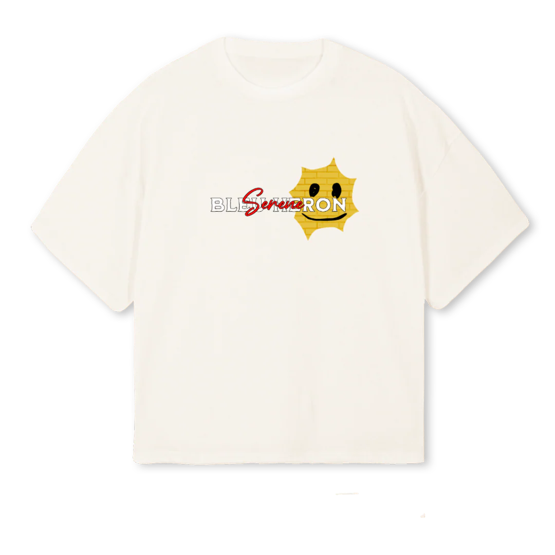 SERENE Vintage White Oversized Boxy Tee.