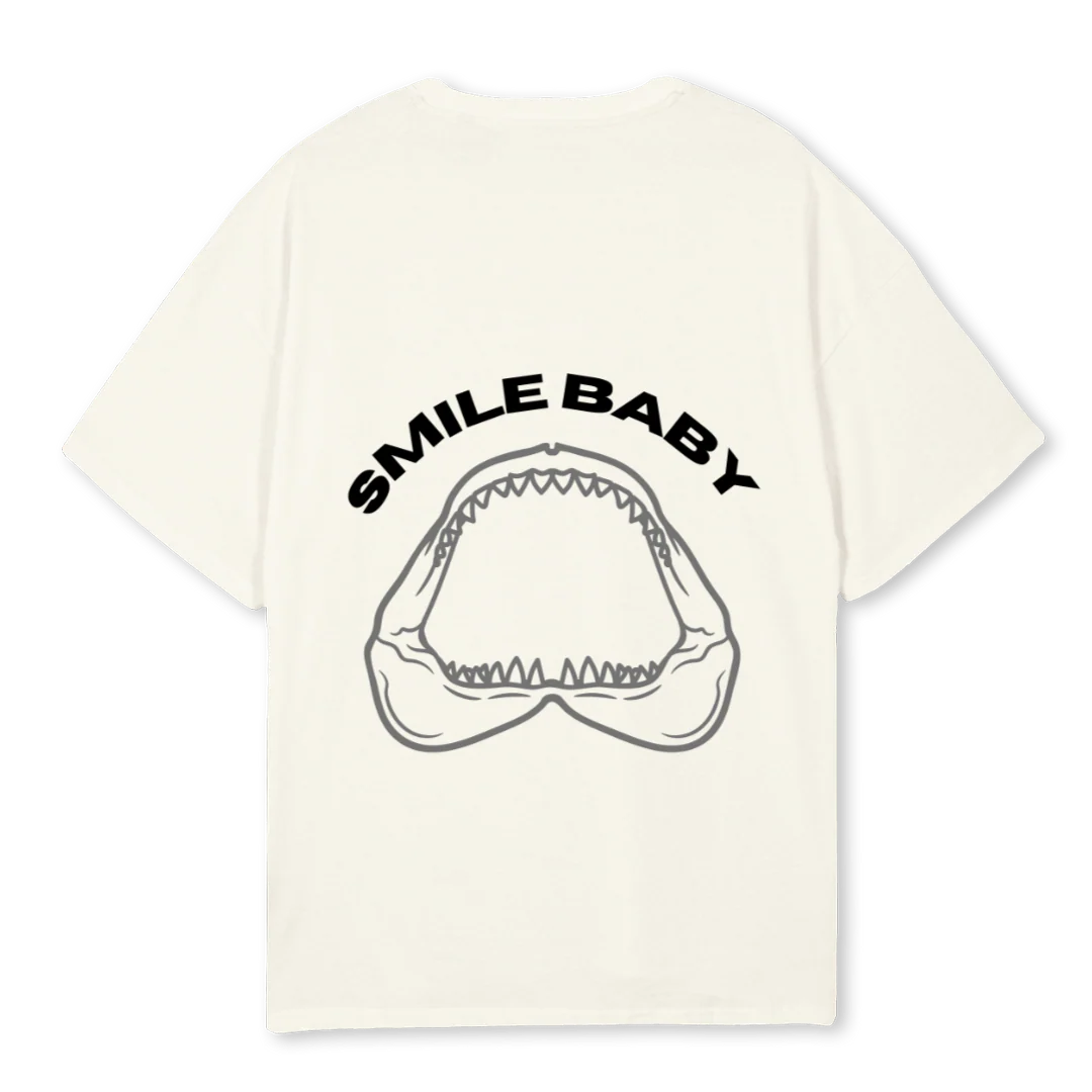 SHARK Cream Oversized Tee. - Image 2