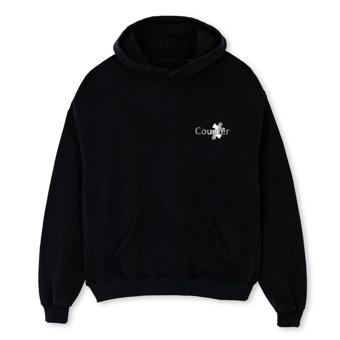 SHATTERD SHOT Black Oversized Hoodie.