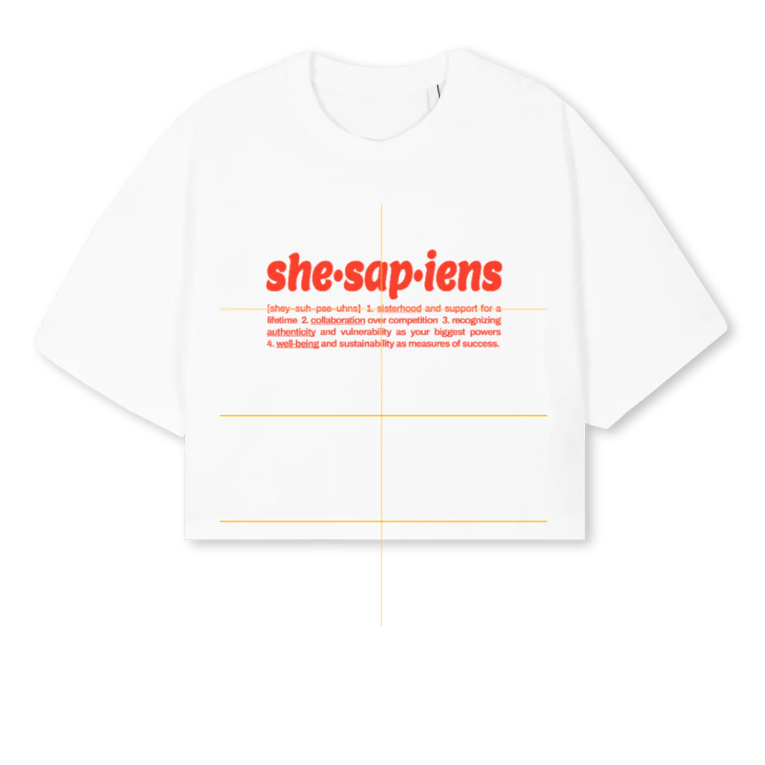 SHESAPIENSCW White Cropped Oversized Tee.