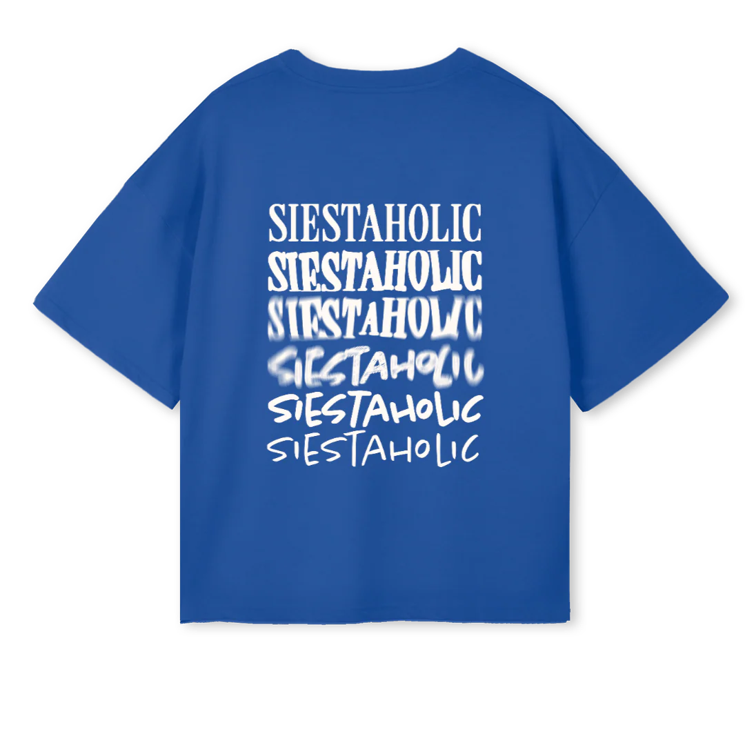 SIESTAHOLICBLUE Cobalt Blue Oversized Boxy Tee. - Image 2