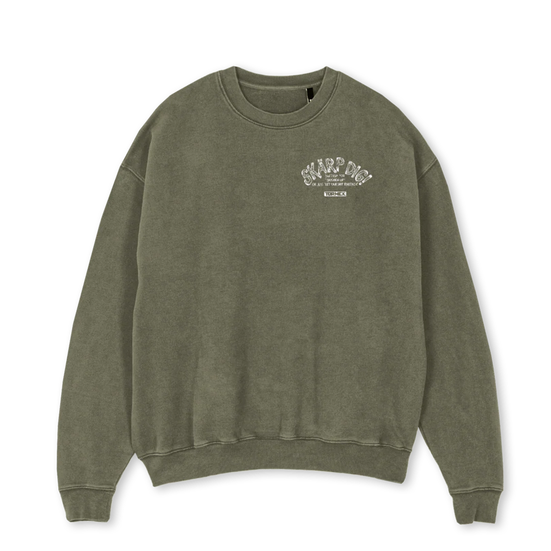 SKARPDIGSWEATOLIVEOS Vintage Olive Oversized Crewneck Sweater.