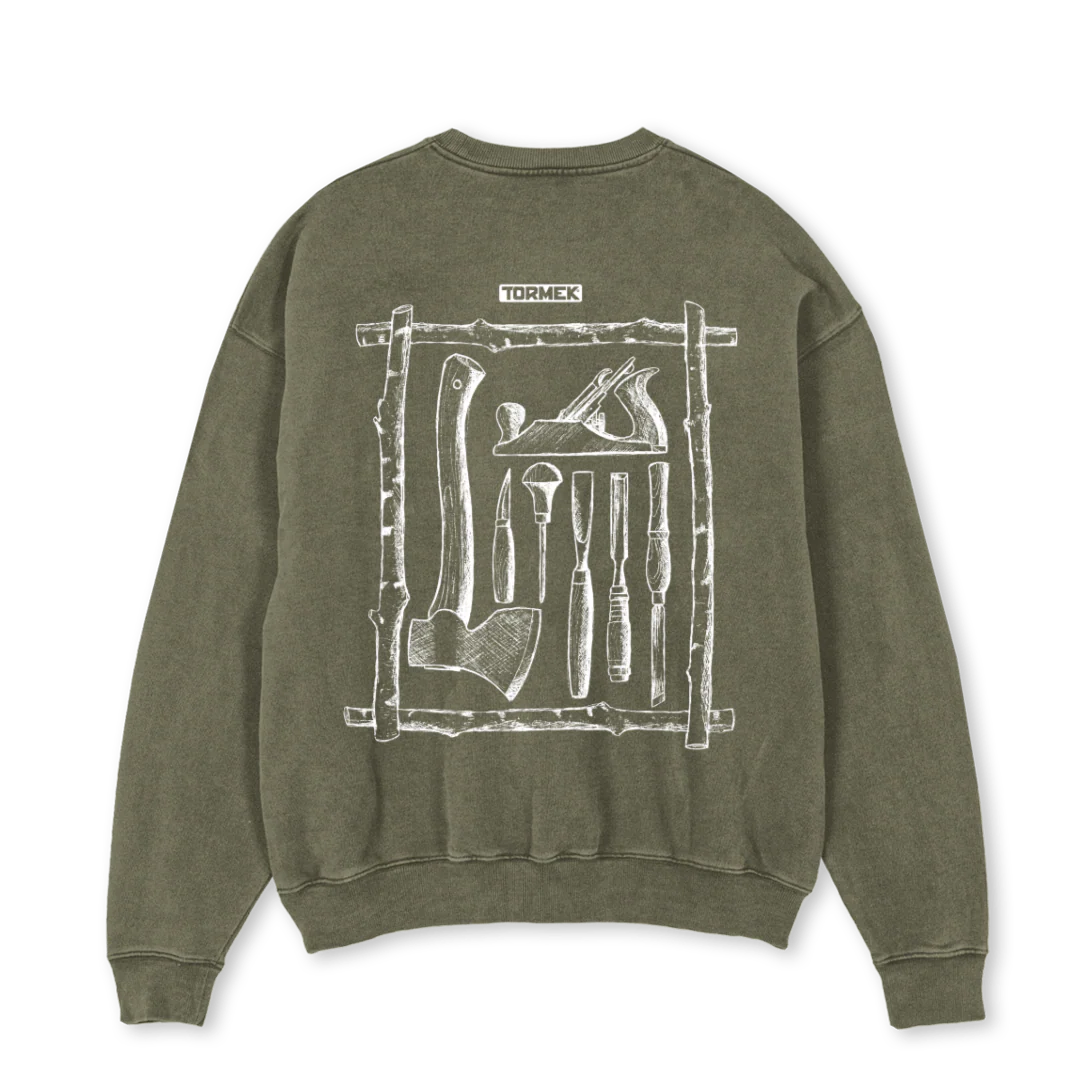 SKARPDIGSWEATOLIVEOS Vintage Olive Oversized Crewneck Sweater. - Image 2