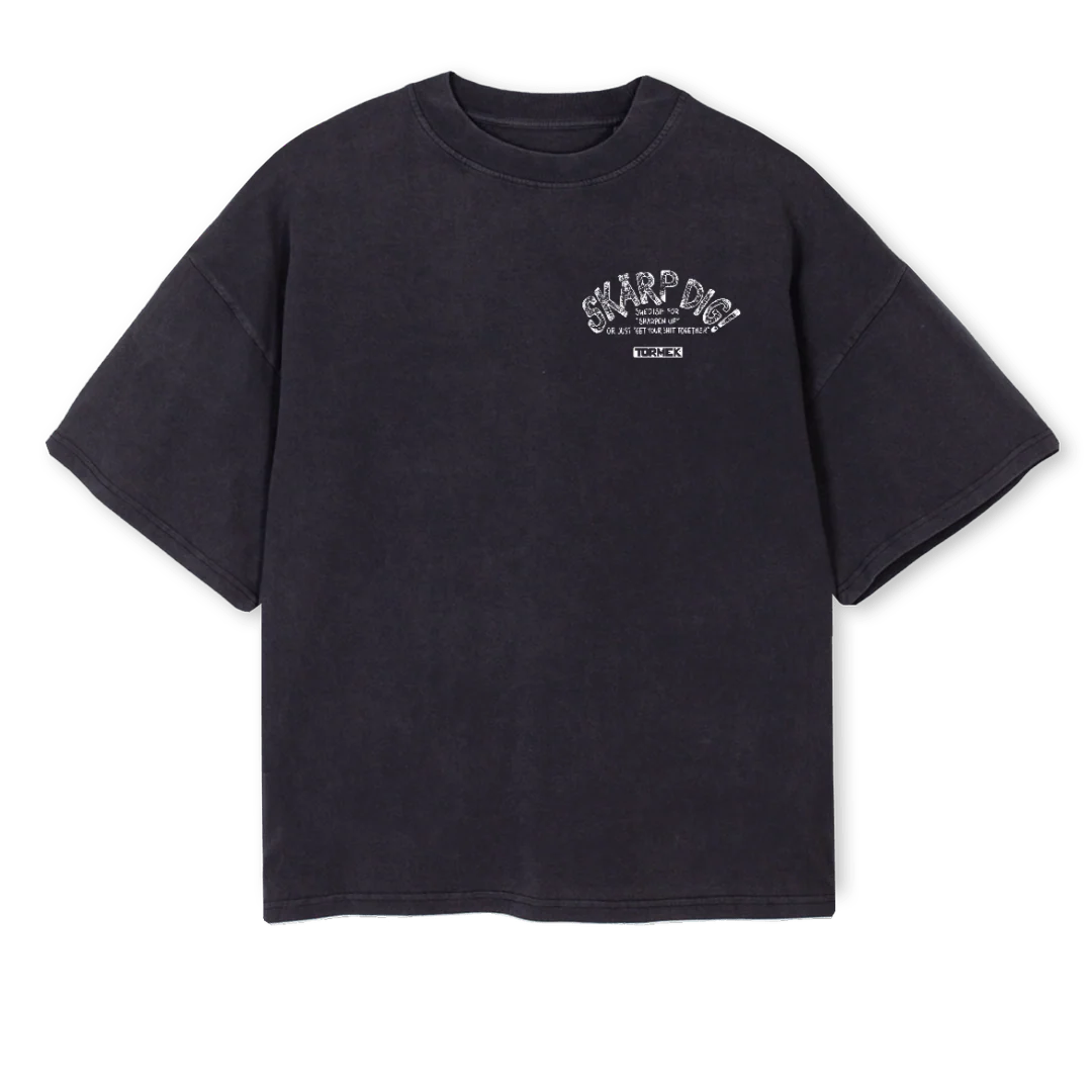 SKARPDIGTBLACKOS Vintage Black Oversized Boxy Tee.