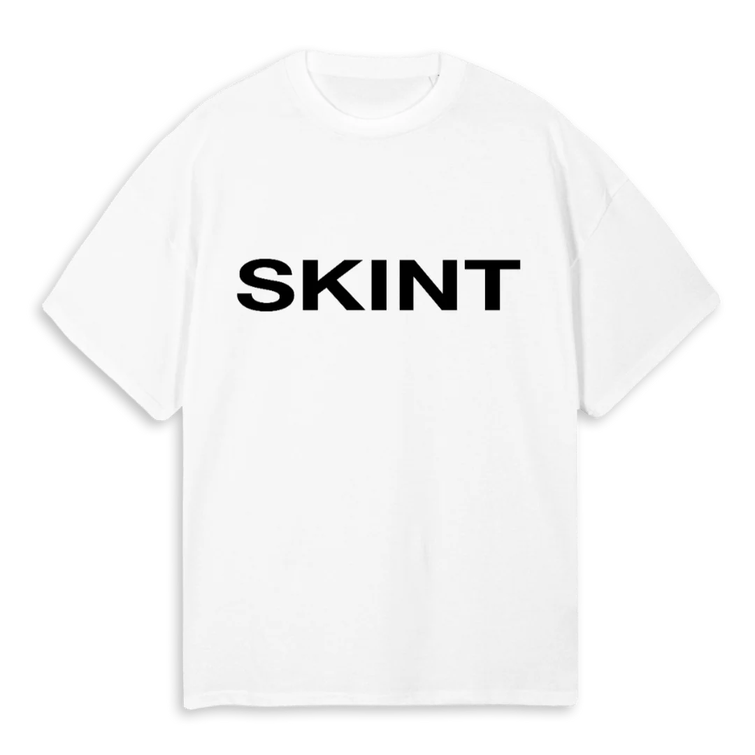 SKINT THREE White Oversized Tee.