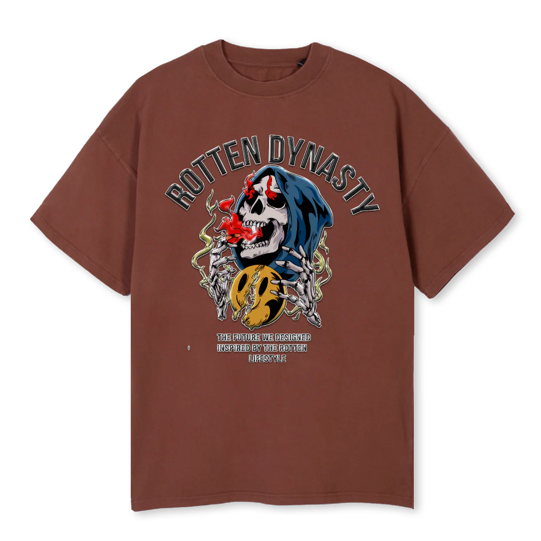 SKULL WANG Vintage Brown Oversized Tee.