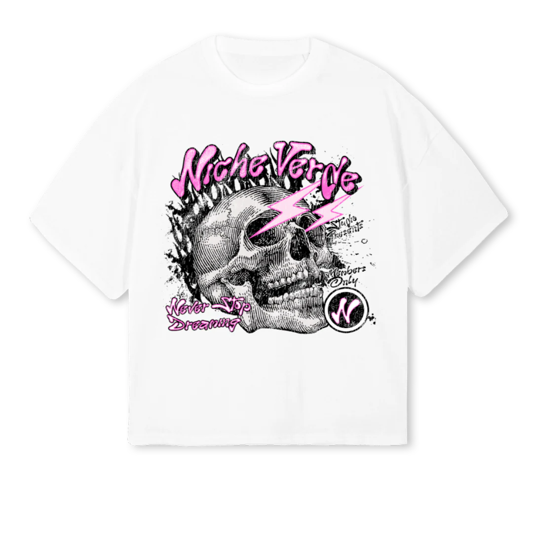 SKULLHEAD White Oversized Boxy Tee.