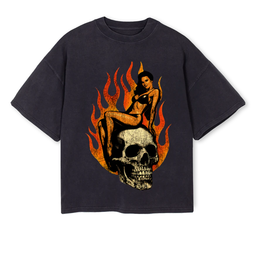 SKULLMODEL Vintage Black Oversized Boxy Tee.