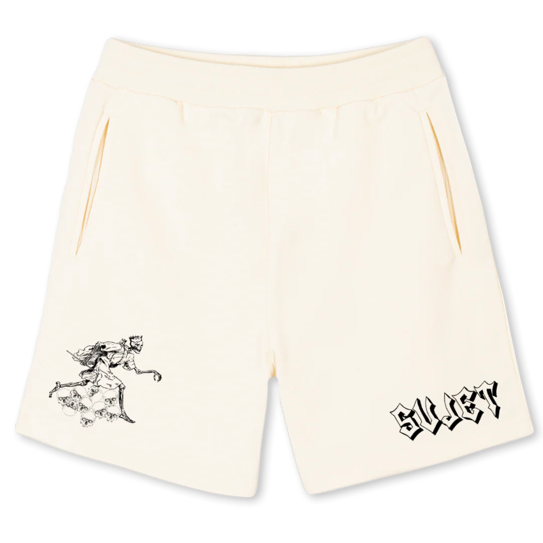SKULLRUN Cream Sweatshorts.